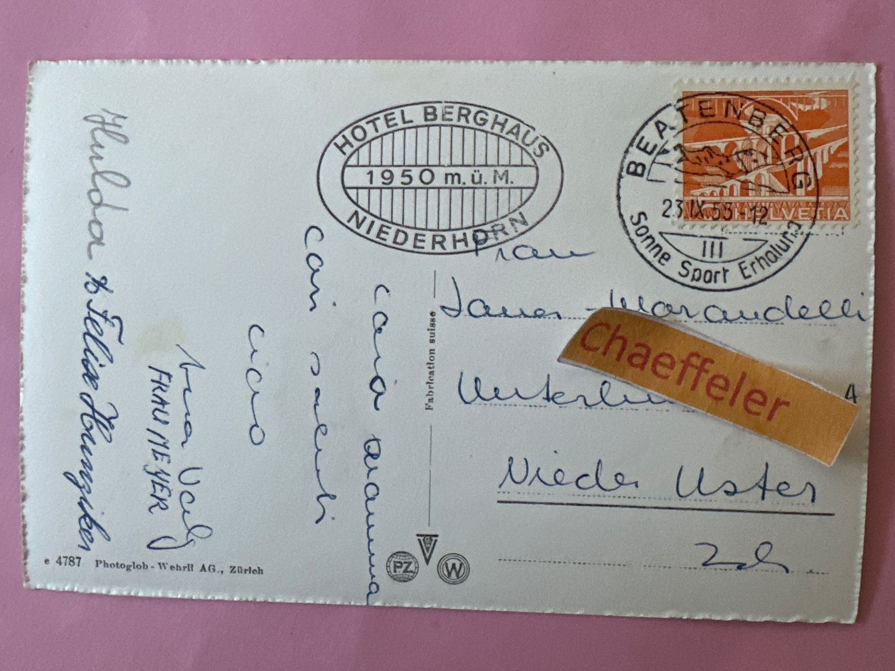 Ansichtskarten: 1955 Thun – Gebraucht aus Zürich von Chaeffeler 1