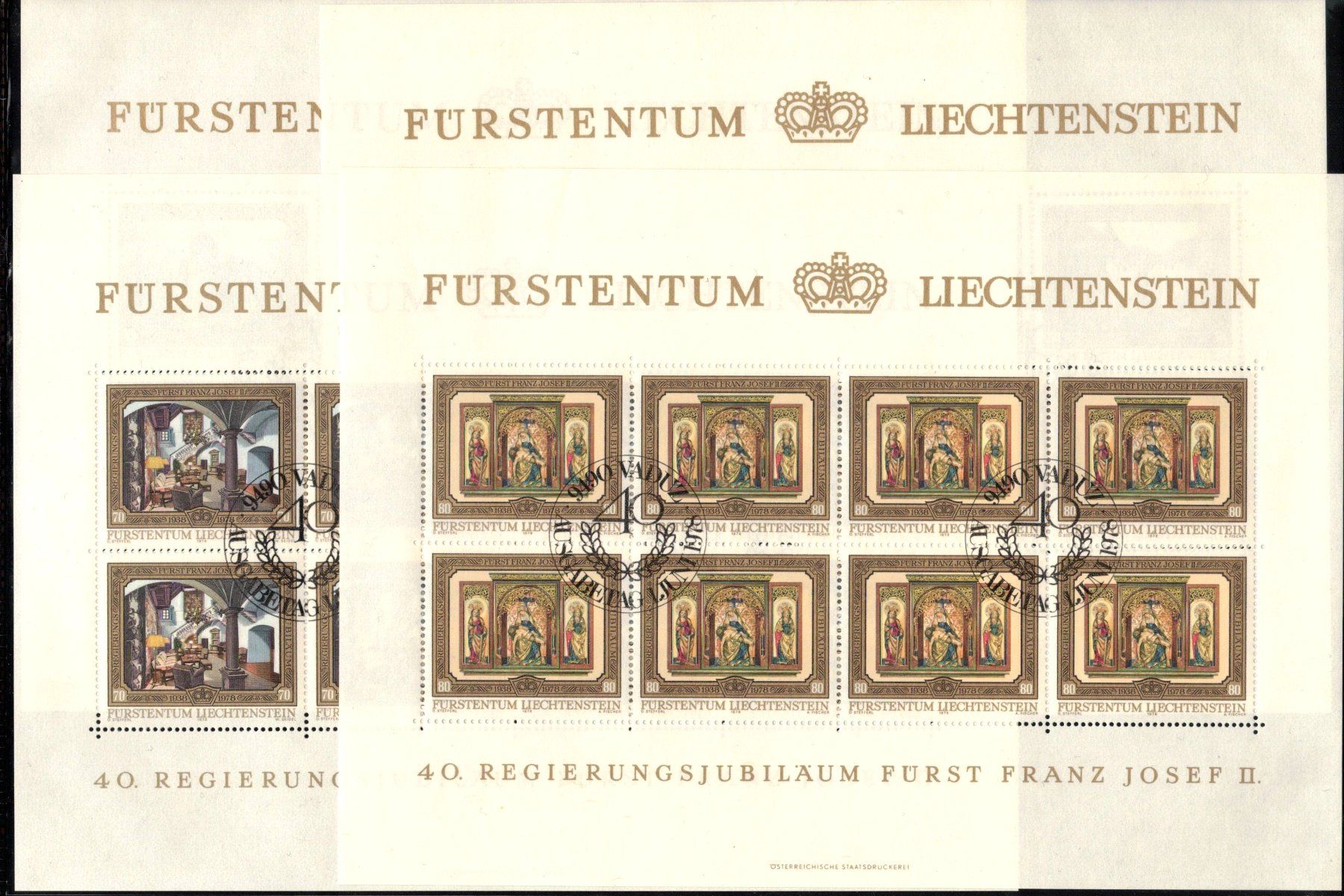Tous les timbres: 1978 4 Originalbogen** Regierungsjubiläum – Neuf (Voir description) à Rheinau par loxis