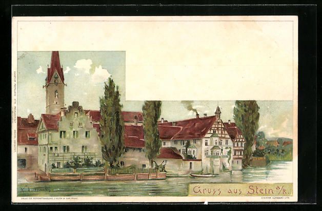 Cartoline postali: Litho Stein am Rhein, Teilansicht mit Ki – Usato da Berlin venduto da bartko-reher