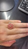 Bague artisanale en perles roses et argentées