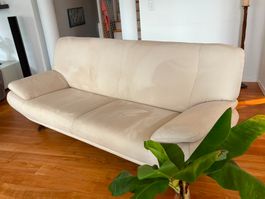 Hochwertiges 4-Sitzer Ledersofa aus Kalbsleder – beige