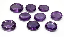 Lot 101.59 ct - 9x Améthystes ovales - CERTIFICAT 800.- Fr.