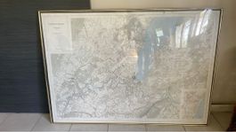 Carte ancienne Canton de Genève cadre doré bon état