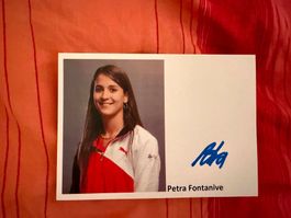 Autogrammkarte Petra Fontanive mit Unterschrift und Bild
