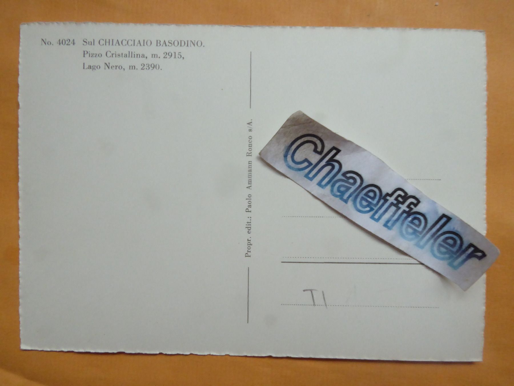 Cartes postales: No. 4024 Sul Chiacciaio Basodino – D'occasion à Zürich par Chaeffeler 1