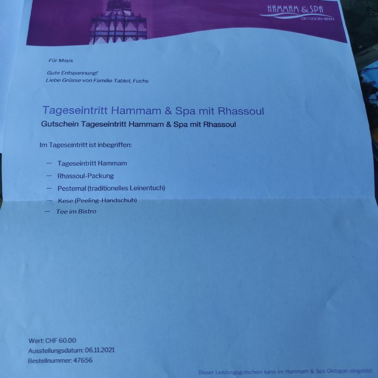 Tageseintritt Hammam und Spa Oktogon Bern (Neu und originalverpackt) in ...