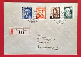 PRO JUVENTUTE SATZBRIEF 101 1942 BERN LINDE AARWANGEN 1943