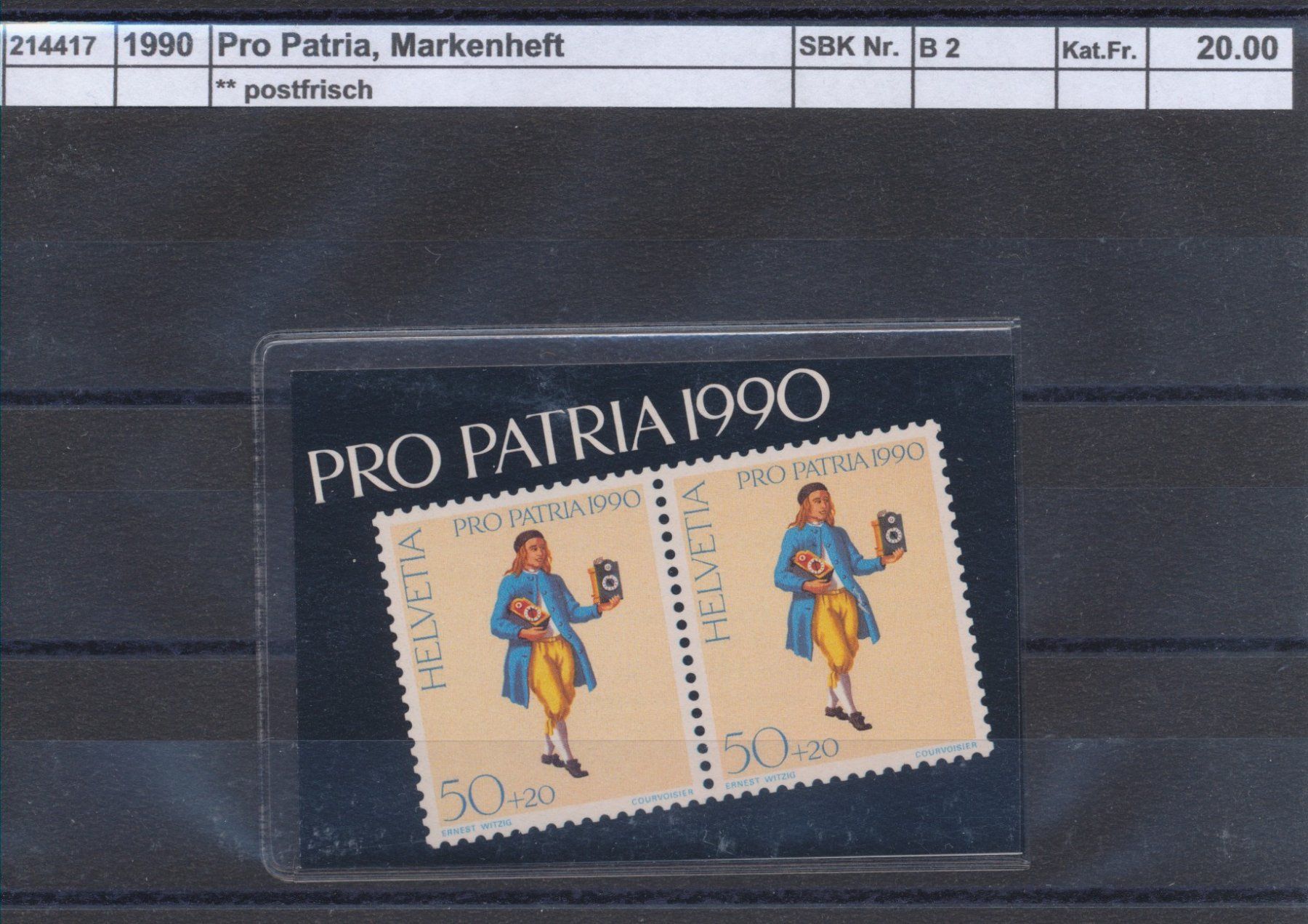 Tutti i francobolli: 1995 Pro Patria, Markenheftchen, ** postfrisch – Nuovo (secondo la descrizione) da Winterthur venduto da Zupogeru