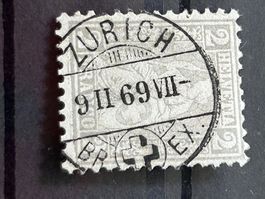 Rasierklingenstempel Zürich, Sitzende Helvetia, 2 Rp.