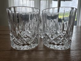 Kristallglas Whisky Tumbler 4er-Set geschliffen unbenutzt
