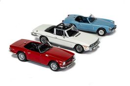 Triumph 3er Set TR6 rot, Stag weiss, Spitfire hellblau  1:43