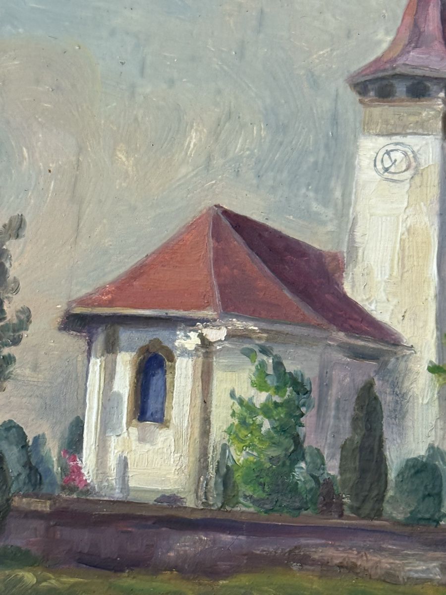 Dipinti: Ölgemälde Kirchlindach b. Bern von Wohlgenemuth 1949 – Usato da Grenchen venduto da swiss.antiques 5