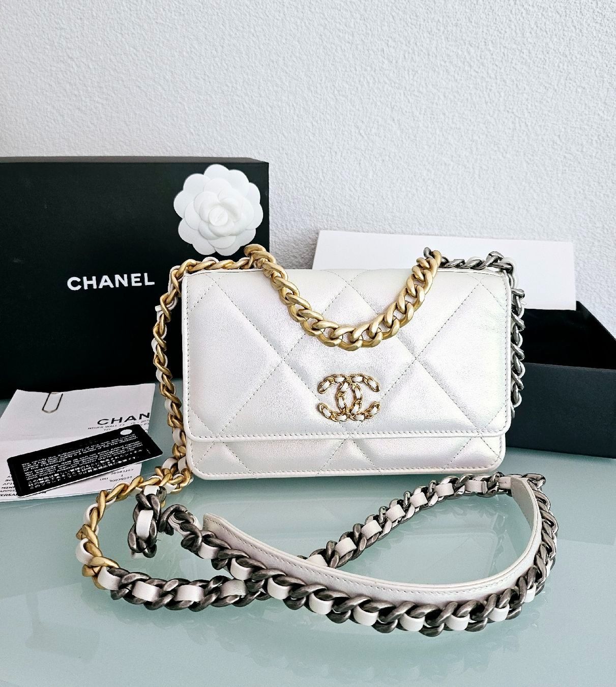 Chanel Borse da donna: Chanel WOC silber-weiss irisierend – Nuovo (secondo la descrizione) da Bern venduto da Sadler