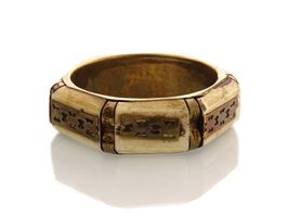 Vintage Armreif Knochen & Messing –70er Boho –Armband – 6 cm