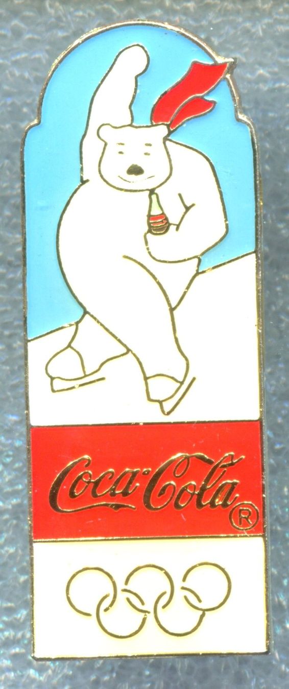 Coca-Cola Plaketten & Abzeichen: Coca Cola  Eisbär  Eisschnelllauf – Gebraucht aus Winterthur von Sammleroase