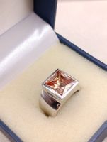Vintage 925er Silber Unisex Ring Orangen Citrin Meisterpunze