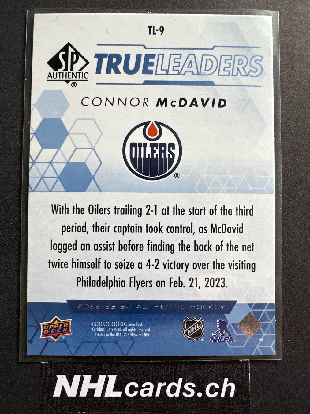 NHL Carte collezionabili: Connor McDavid NHL True Leader Insert Card – Usato da Belp venduto da nhlcards.ch 1
