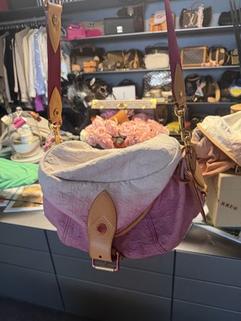 Louis Vuitton Tasche Leder Textil pink beige guter Zustand