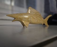 Handgemachter Marmor Schwertfisch Skulptur Deko Unikat