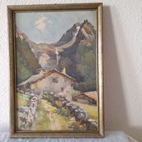 Wahrscheinlich Aquarell Bild, Berghaus, Signatur Mars