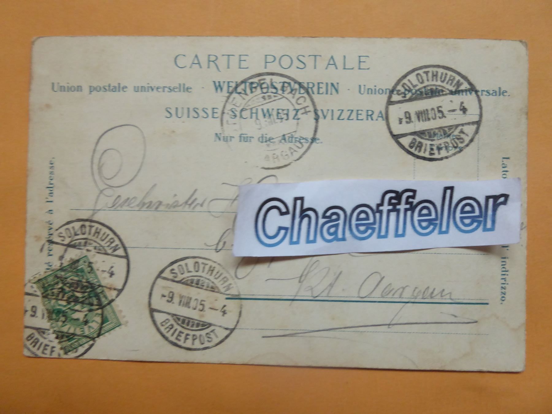 Ansichtskarten: 1905 Solothurn,  Sr. Ursuskirche – Gebraucht aus Zürich von Chaeffeler 1