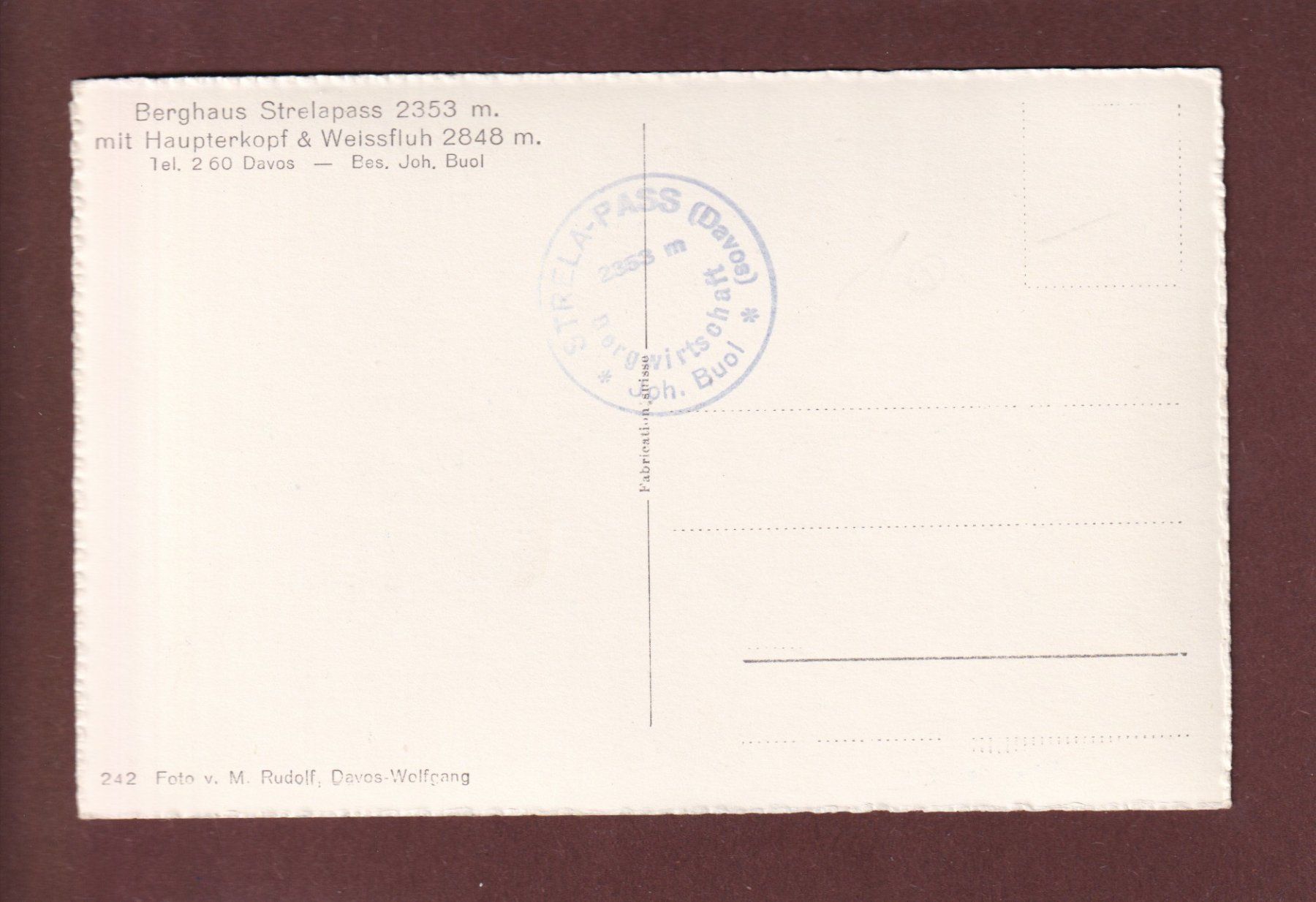 Cartoline postali: DAVOS - Berghaus Strelapass – Usato da Pully venduto da nicecards 1