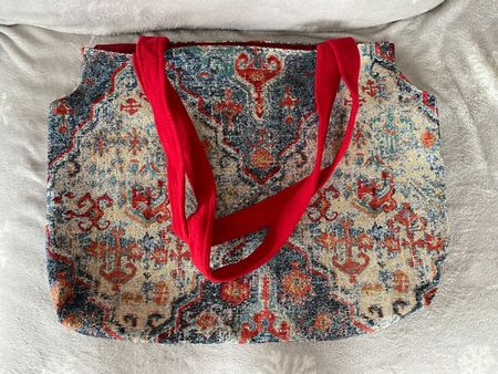 Gefütterte Gabardine Tasche sehr geräumig blau rot