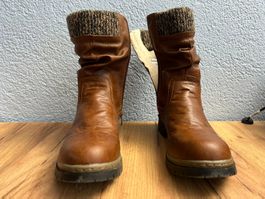 Braune Winterstiefel mit Strickbund, Grösse 42, neuwertig