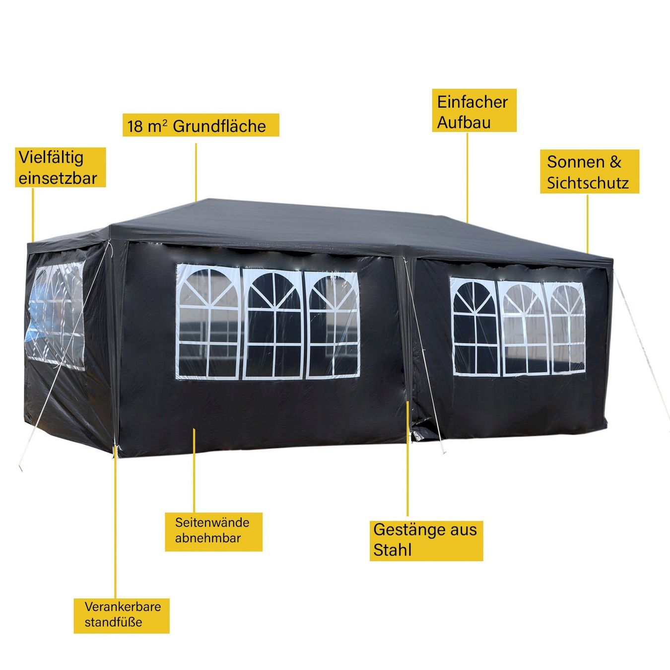 Casette da giardino & serre: Toboli Pavillon 3×6m Grau – Nuovo e nell'imballaggio originale da Bottighofen venduto da zaap 4