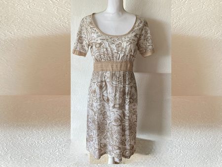 KAFFE Kleid, Grösse 36, beige gemustert - Sommerlich leicht!