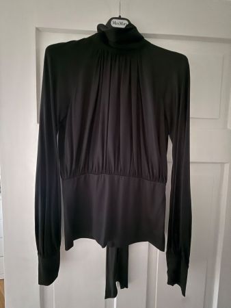 Elegantes schwarzes Seiden-Top von Max Mara, Gr. S