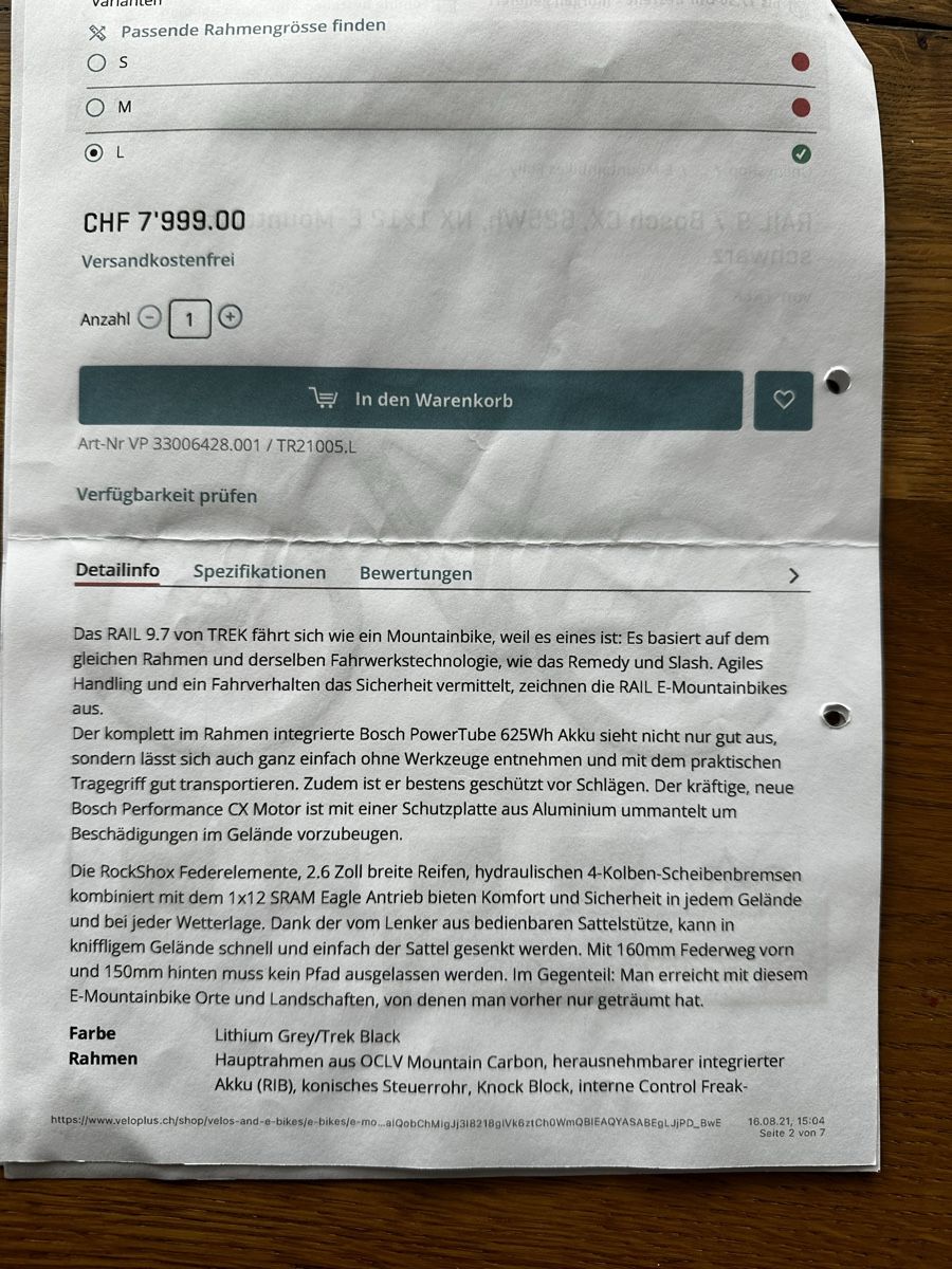 Trek Velos: Gepflegtes TREK RAIL 9.7 Fully E-MTB mit Bosch CX 625Wh Gr.L – Neu (gemäss Beschreibung) aus Langenthal von Trader56blue 7