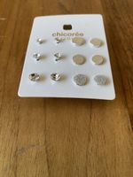 Bijou Ohrstecker Set,12-teilig, Silber-Look/ NEU