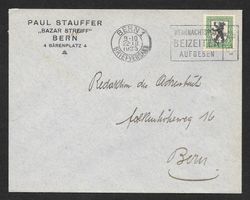 Bern illustr. Brief Paul Stauffer Bazar Streiff 22.12.1925