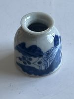 Kleine blaue Vase mit Malerei, antik,(S14)