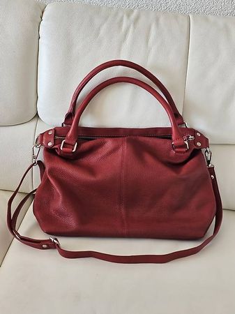 Handtasche Leder rot neuwertig