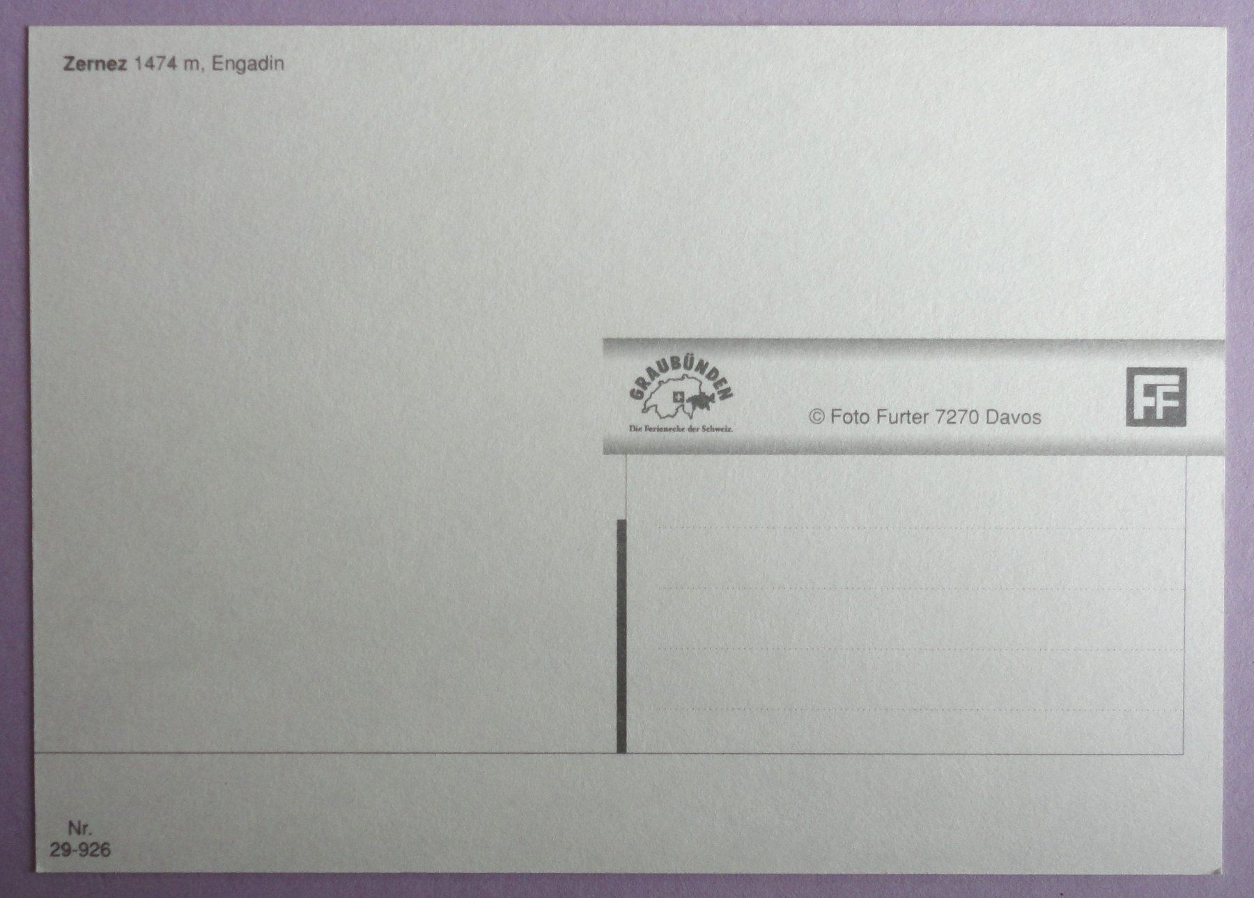 Cartoline postali: Zernez 1474 m – Usato da Fétigny venduto da Billy2miny 1