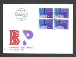CH FDC Viererblock 1994