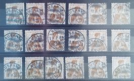1246) Lot 18x 133, teils verschobene Aufdruck Kt 360.-++