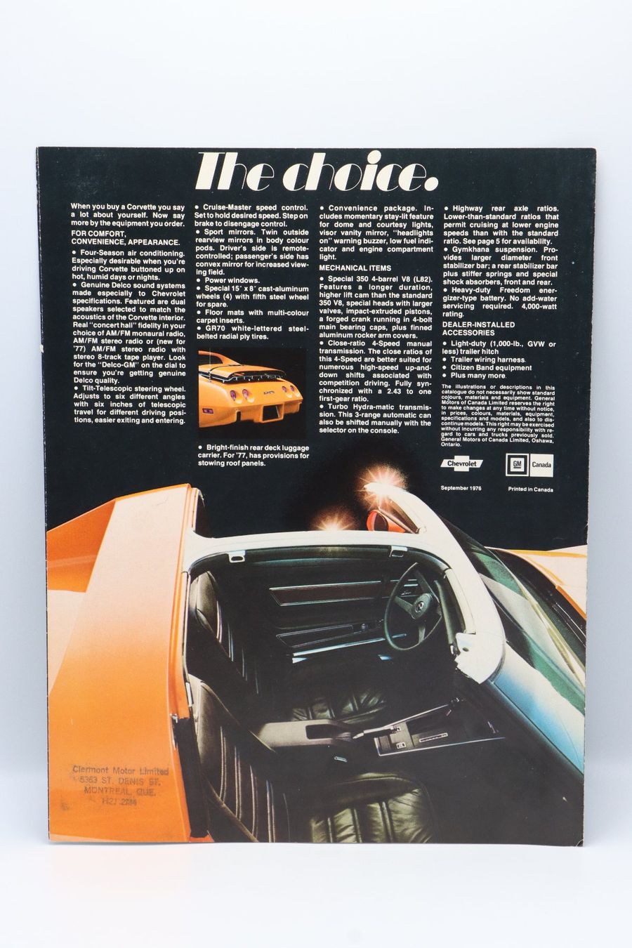 Chevrolet Dokumente: Chevrolet Corvette 1977 Prospekt – Gebraucht aus Bühl b.Aarberg von Collectorpassions 1