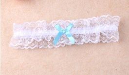 NEUES Strumpfband weiss mit blauer Masche Gr. XS-M - 221274