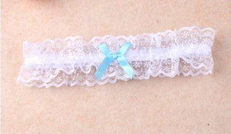 NEUES Strumpfband weiss mit blauer Masche Gr. XS-M - 221274