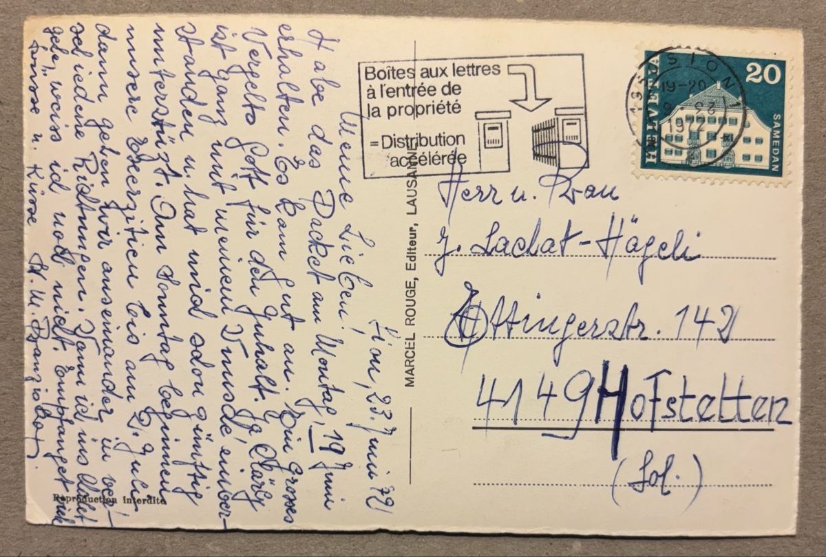 Cartoline postali: AK Sion Generalansicht  – Usato da Luzern venduto da Balbel 1