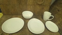 Porzellan Service weiss, 25-teilig Frühling/Ostern