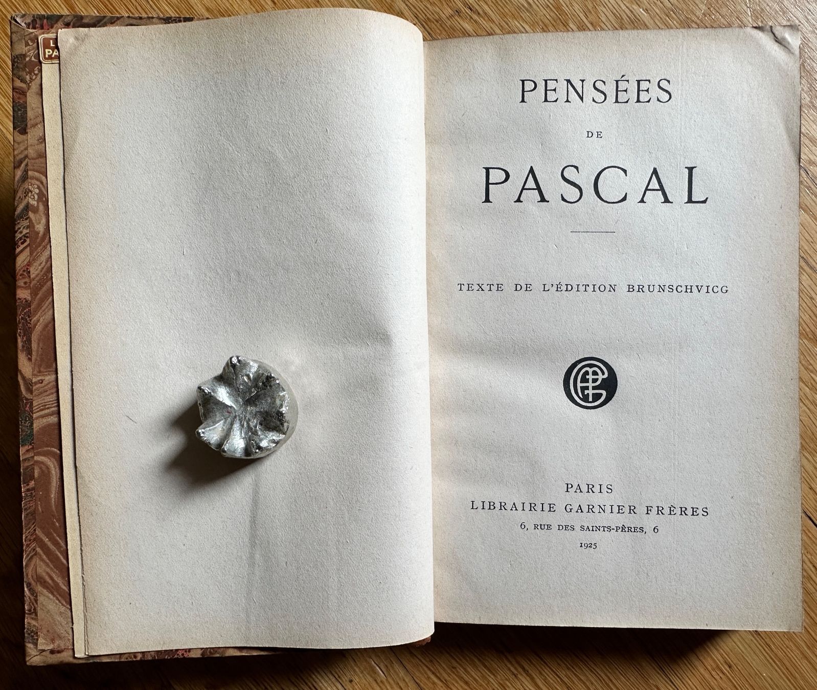 Libri: Pascal: Pensées. Texte de l'édition Brunschvicg. 1925 – Usato da Zürich venduto da allp 2