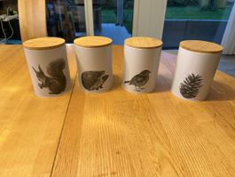 4er Set Vorratsdosen mit Holzdeckel, Herbstmotive 🐿️🦔 53
