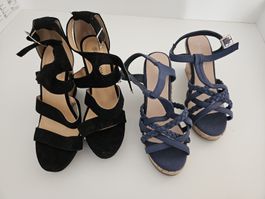 NEU - 2 Paar Sommersandalen Keilabsatz Gr. 39