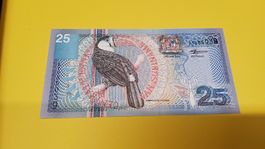 Banknote Suriname 25 Gulden Jahrgang 2000 