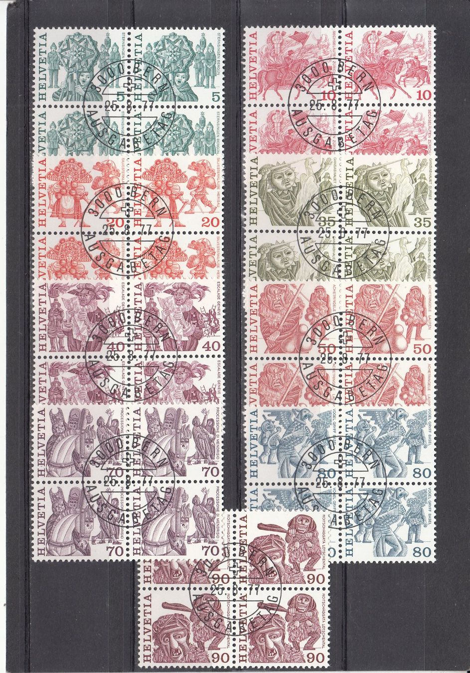Alle Briefmarken: SBK 594 - 602 im 4er-Block mit ET – Gebraucht aus Bürglen TG von StampGraf
