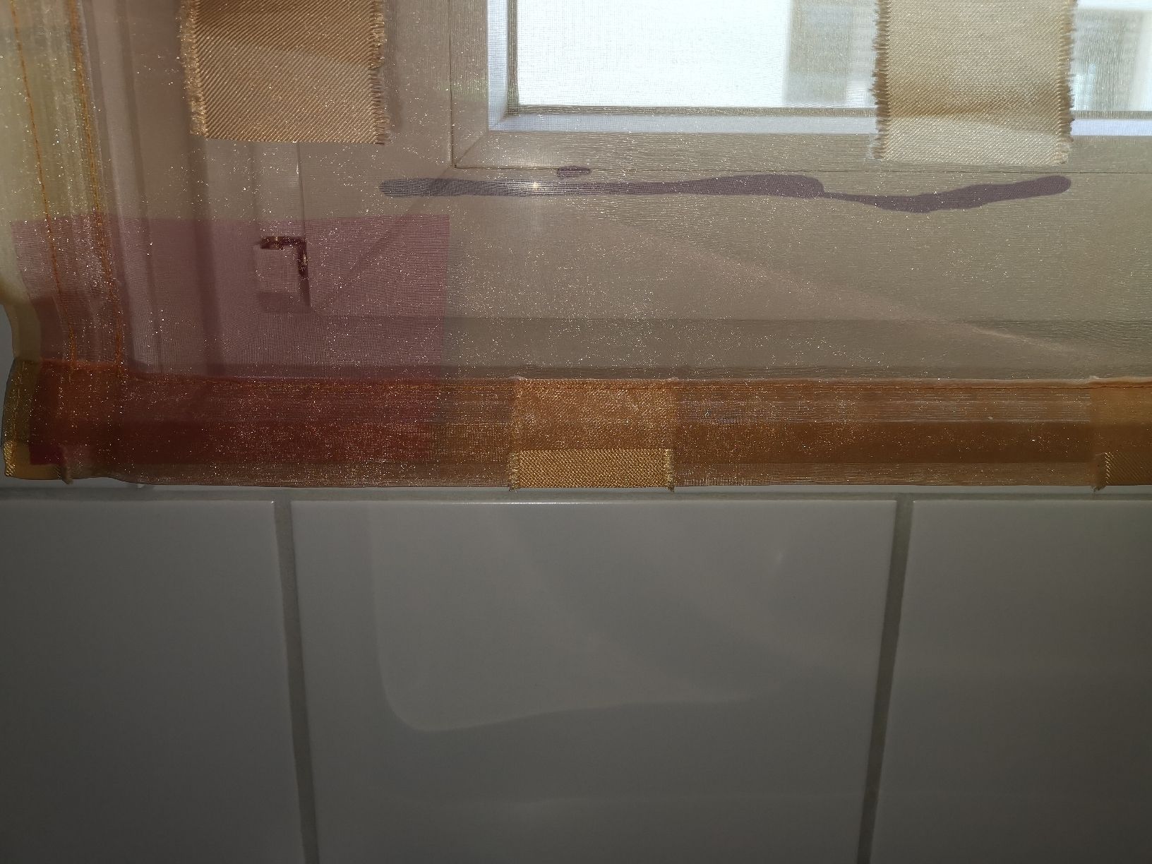 Tende: Raffvorhang, orange mit farbigem Muster – Usato da Herzogenbuchsee venduto da bema66 3
